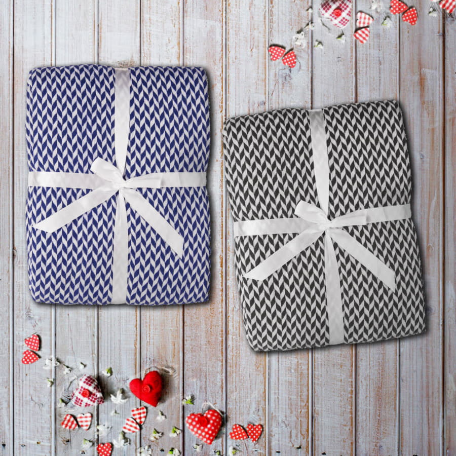 Плед VILLAGE, 130х150 см, акрил 220гр/м2, белый, синий-5