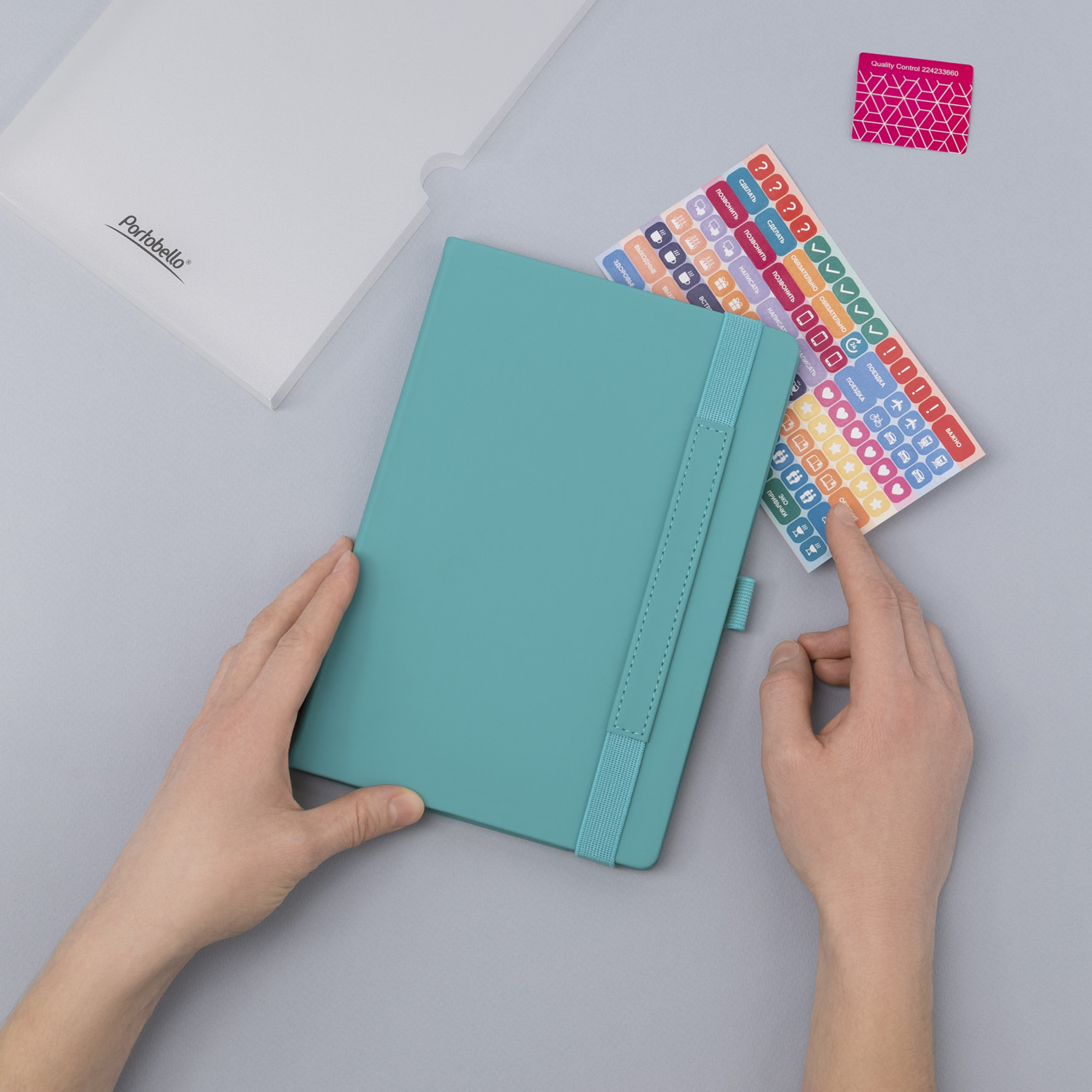 Ежедневник Alpha недатированный, бирюзовый/серый-13