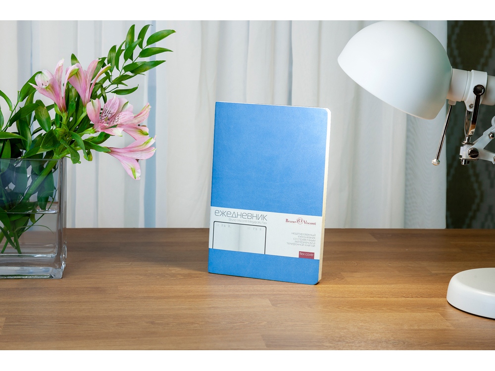 Ежедневник А5 недатированный Megapolis Velvet Flex, небесно-голубой-10