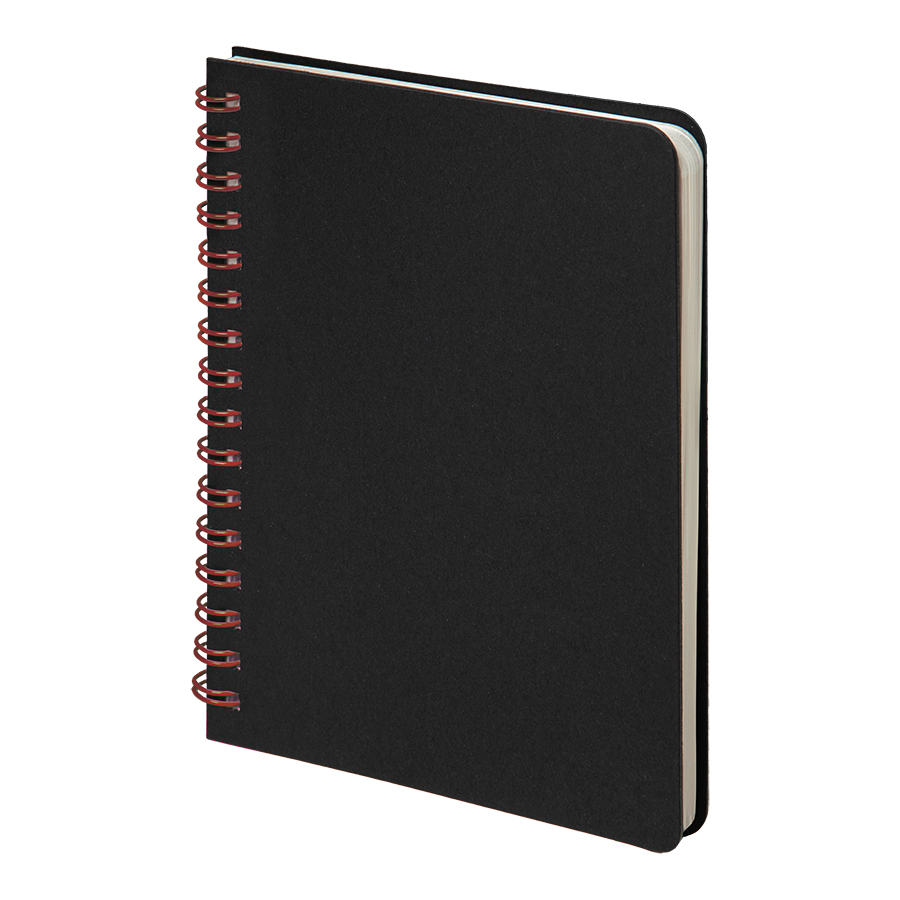 Блокнот на двойной пружине HELIX MINI, 105 х 150  мм, черный с красным, блок в клетку, черный, красный-0