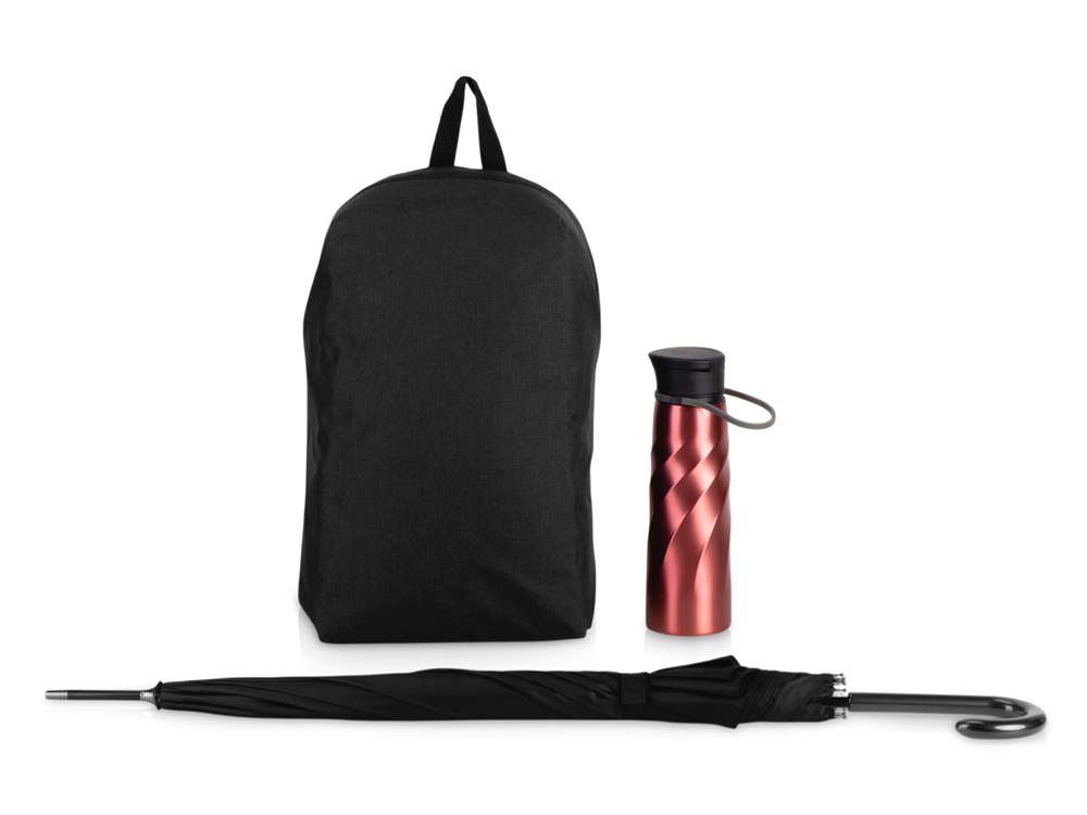 Подарочный набор с бутылкой для воды, зонтом и рюкзаком  Water element , красный-0