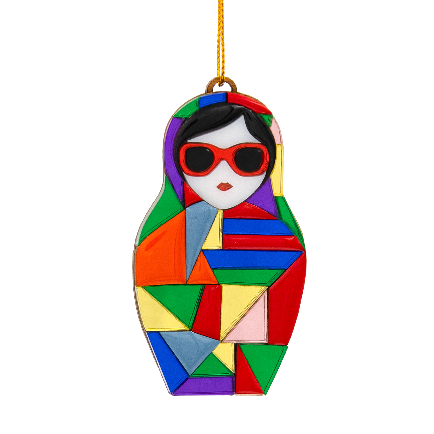 Ёлочная игрушка Матрешка с мозаикой (разноцветный)-1