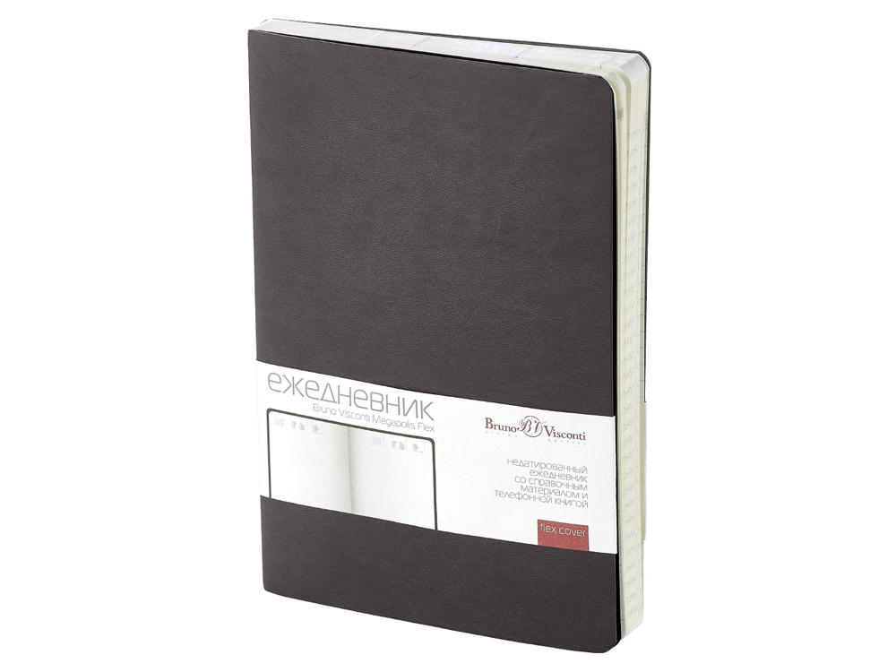 Ежедневник А5 недатированный Megapolis Velvet Flex, серый-0