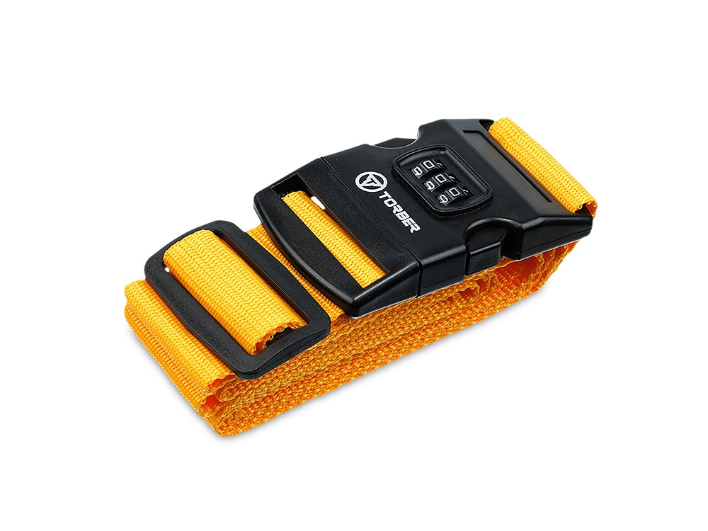 Ремень для чемодана Torber, желтый, 182 х 5 см-0