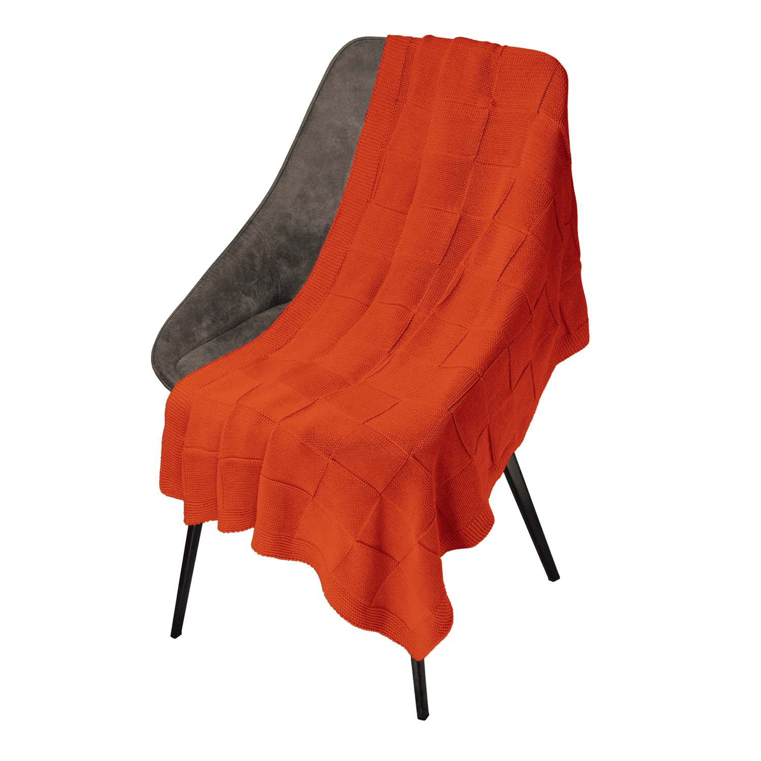 Плед Cella вязаный, оранжевый (без подарочной коробки)-0