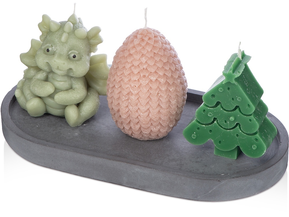 Свечи на подставке Дракон, яйцо дракона, елочка-0