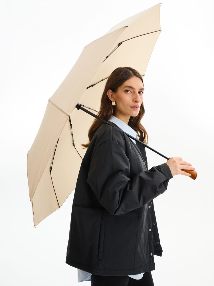 Зонт складной Cloudburst в подарочной упаковке, бежевый-4