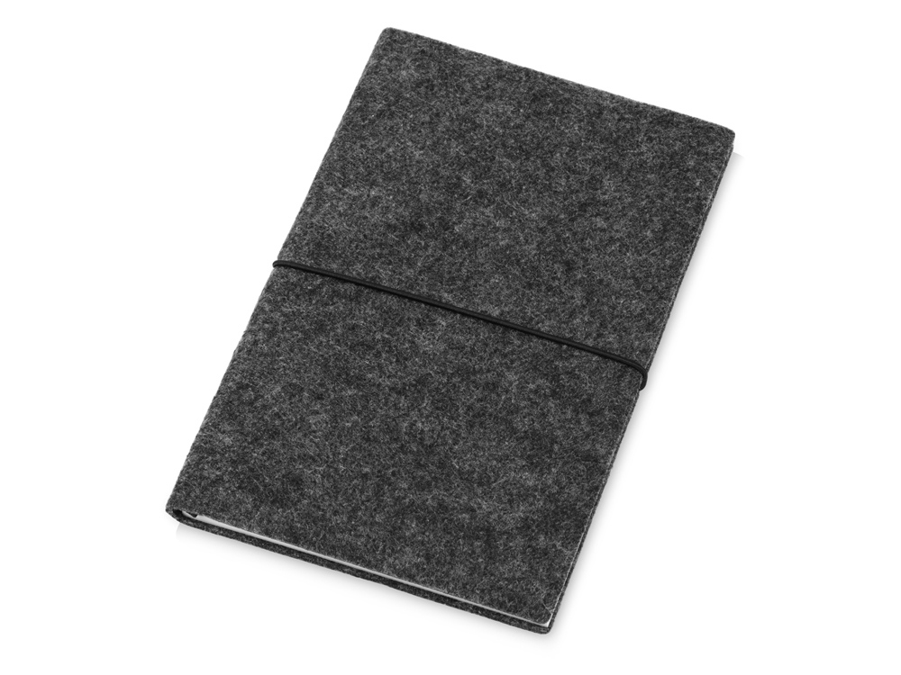 Блокнот из RPET-фетра А5 Felt, гибкая обложка, 80 листов 70 гр/м2 белой бумаги, темно-серый-0