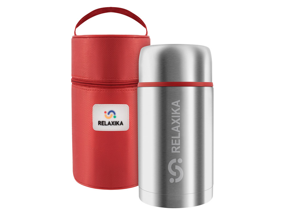 Термос для еды Relaxika 301 в чехле, 1200 мл, стальной-9