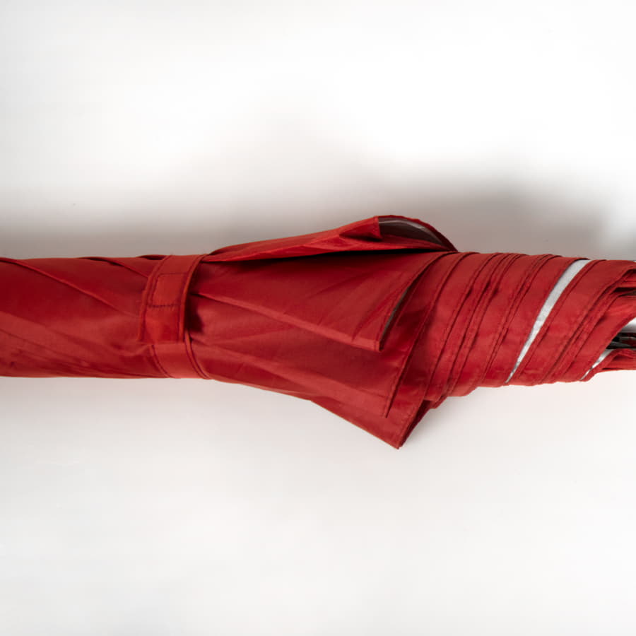 Зонт-трость SILVER, пластиковая ручка, полуавтомат, красный, серебристый-3