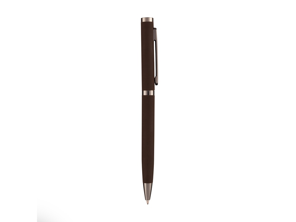 Ручка Firenze шариковая автоматическая софт-тач, коричневая-2