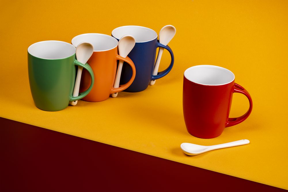 Кружка с ложкой Cheer Up, ver.2, синяя-2