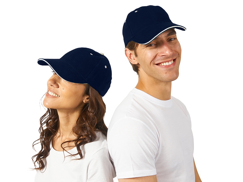 Бейсболка New Castle 6-ти панельная, темно-синий/натуральный-0