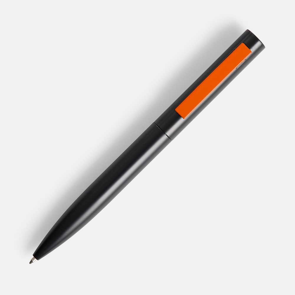 Ручка шариковая Inkolor, черная с оранжевым-2