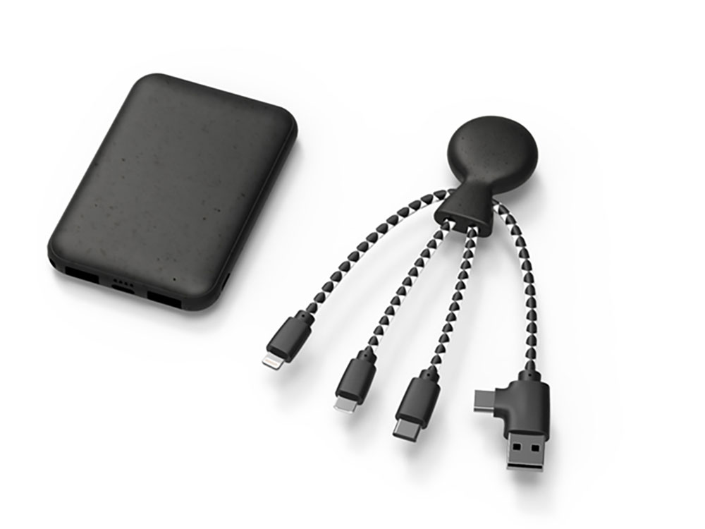 Портативное зарядное устройство BioPack c кабелем Mr. Bio, 5000 mAh, черный-1