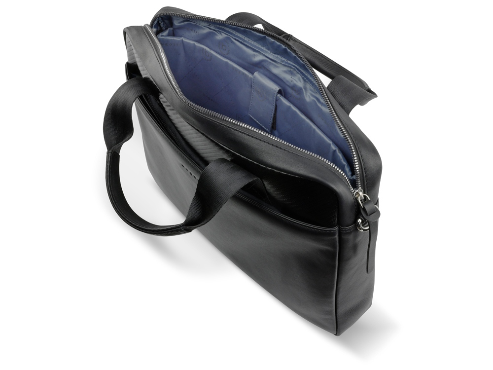 Портфель мужской BUGATTI Comet, чёрный, воловья кожа/полиэстер, 37х6х27 см-2