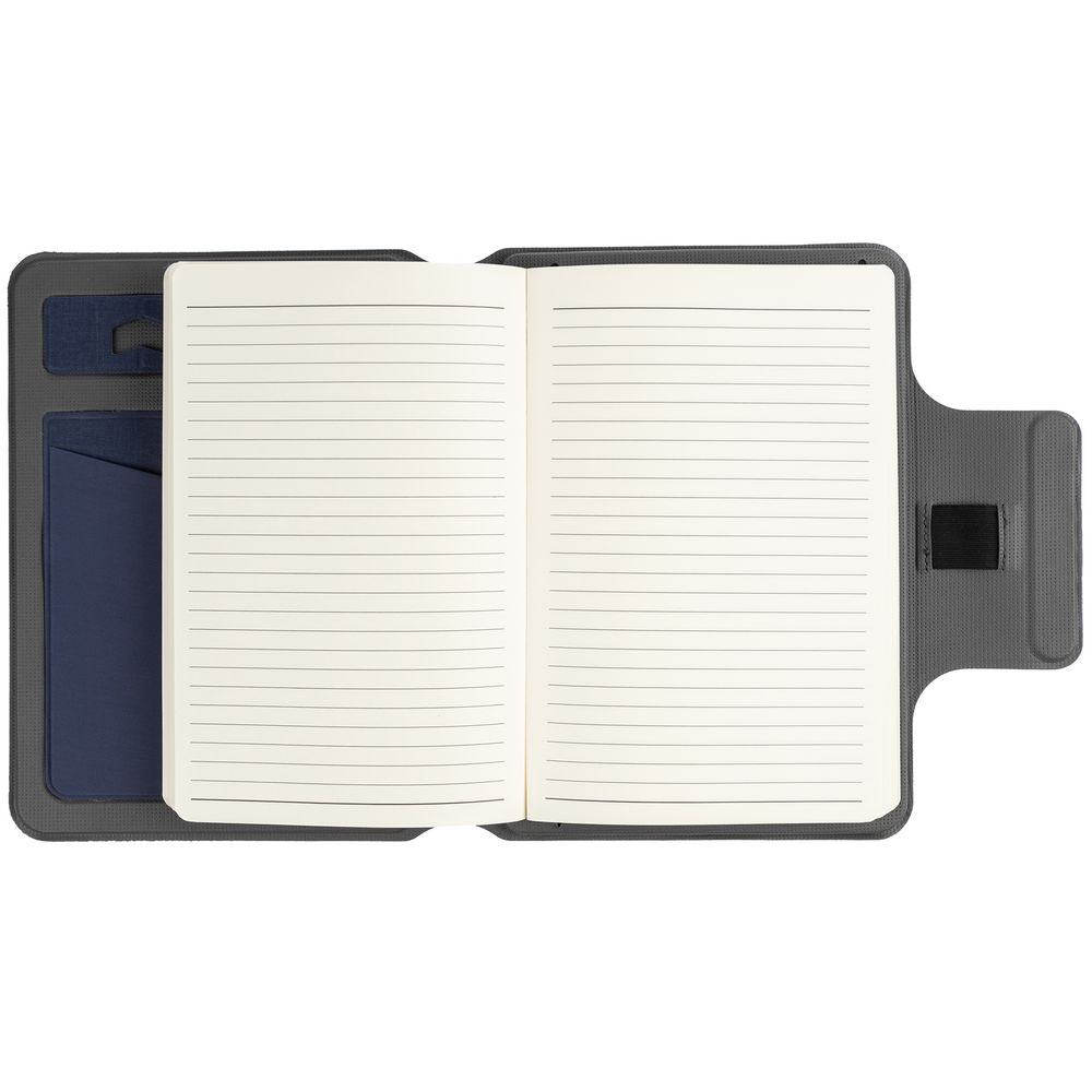 Органайзер с блокнотом и аккумулятором Oiro, синий-4