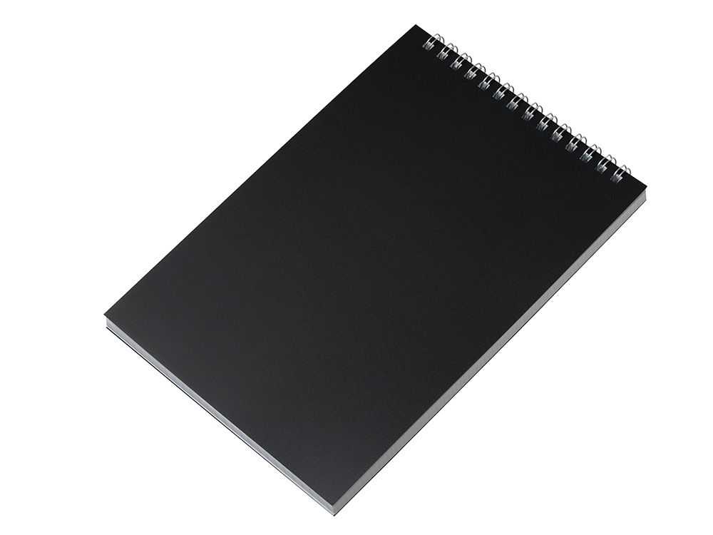 Блокнот на пружине в пластиковой обложке А5, черный-0