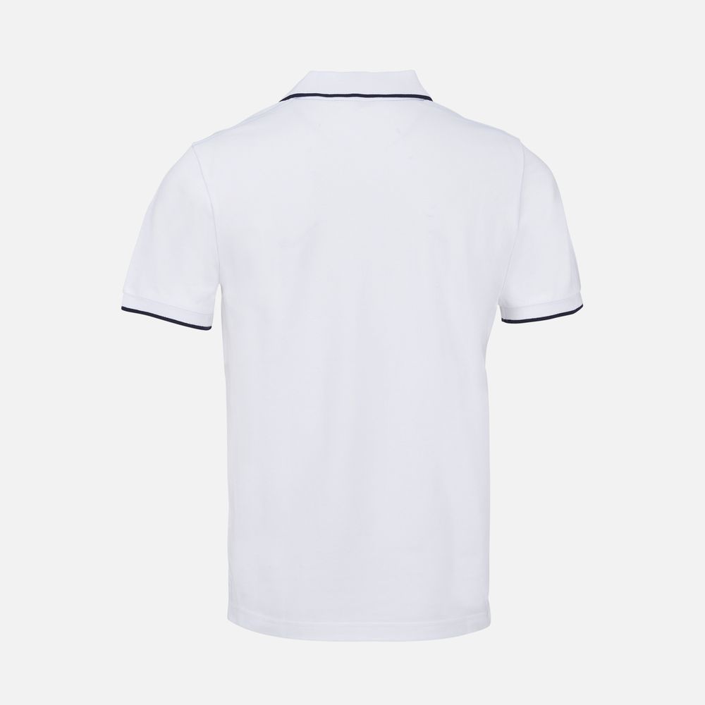 Рубашка поло унисекс Palermo, белая с темно-синим-1