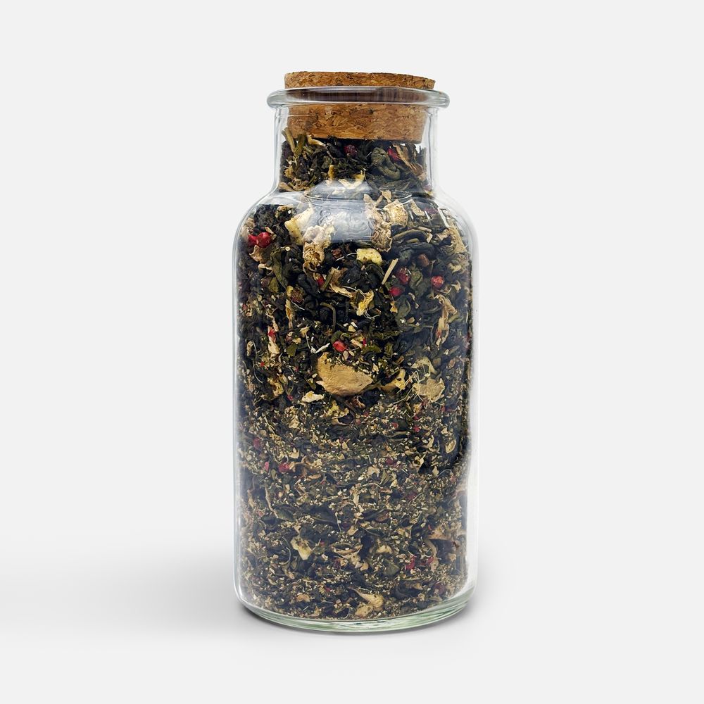 Чай «Сокочай», зеленый с соком имбиря, яблоком, гвоздикой и розовым перцем-0