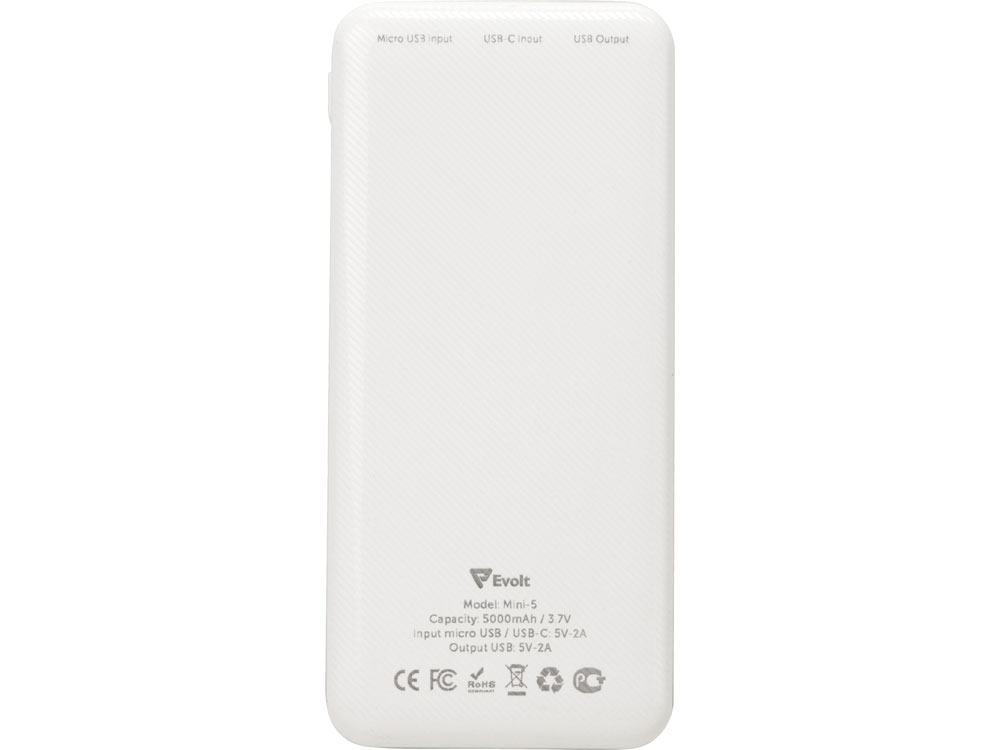Внешний аккумулятор Evolt Mini-5, 5000 mAh, белый-4