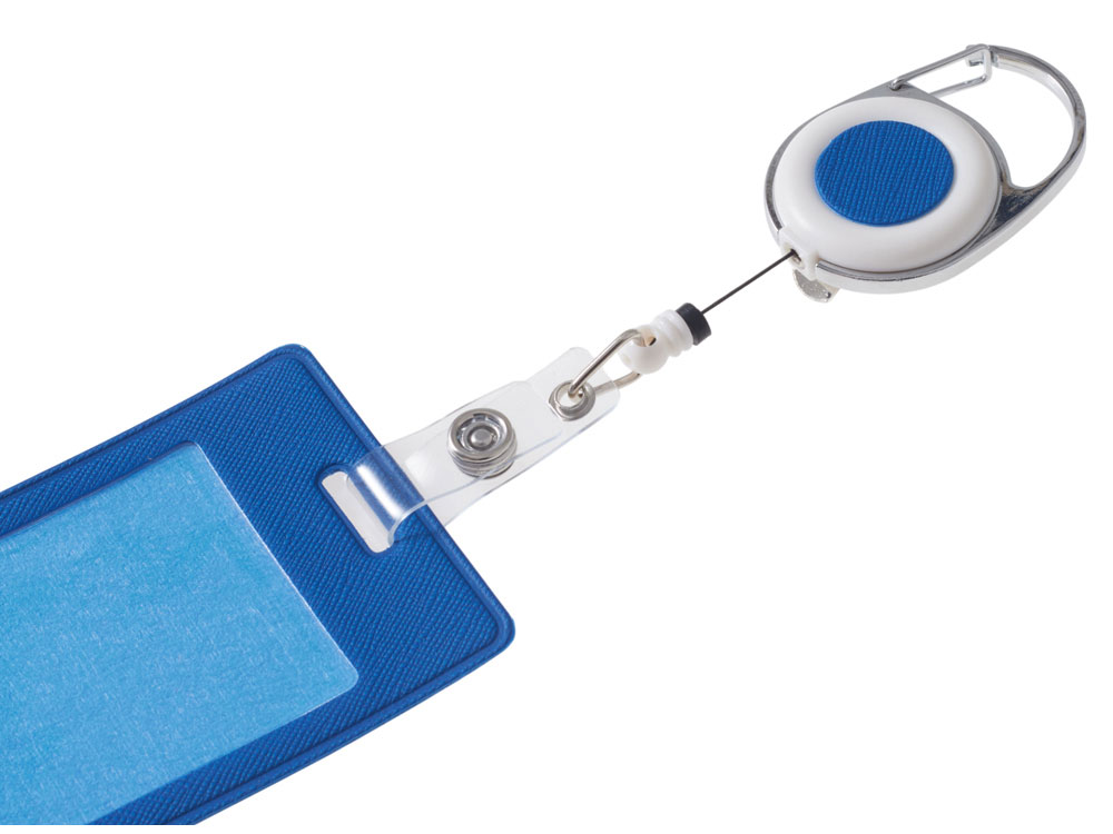 Бейдж с рулеткой-карабин Favor, синий-5