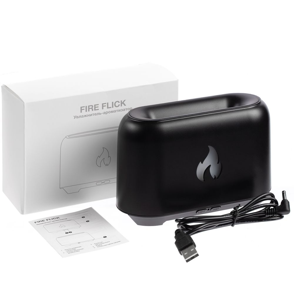 Увлажнитель-ароматизатор Fire Flick с имитацией пламени, черный-4