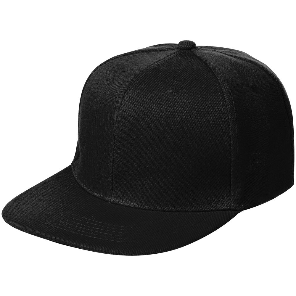 Бейсболка Snapback с прямым козырьком, черная-0