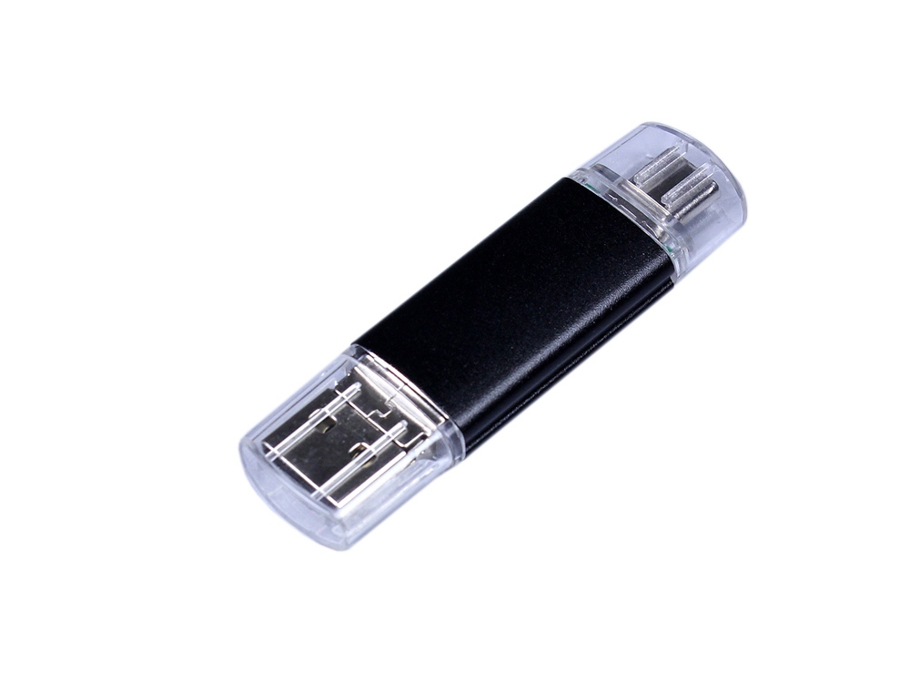 USB-флешка на 32 Гб c двумя дополнительными разъемами MicroUSB и TypeC, черный-0