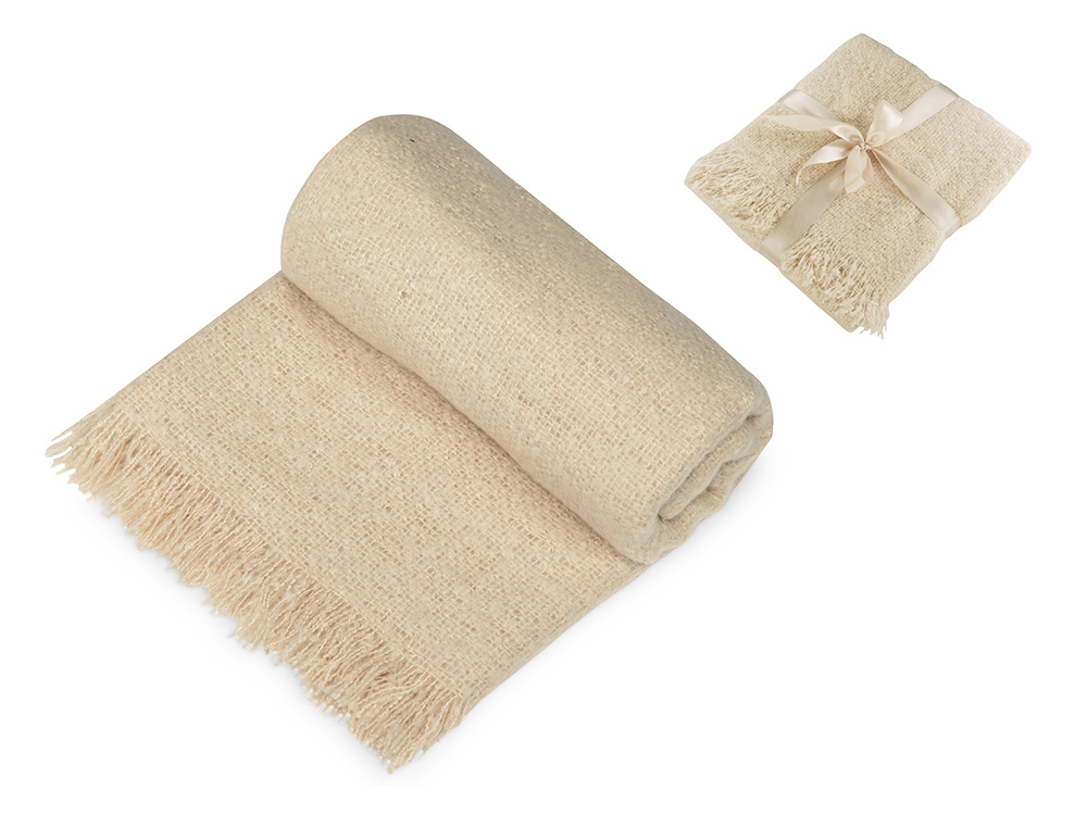Плед акриловый Mohair, бежевый-0