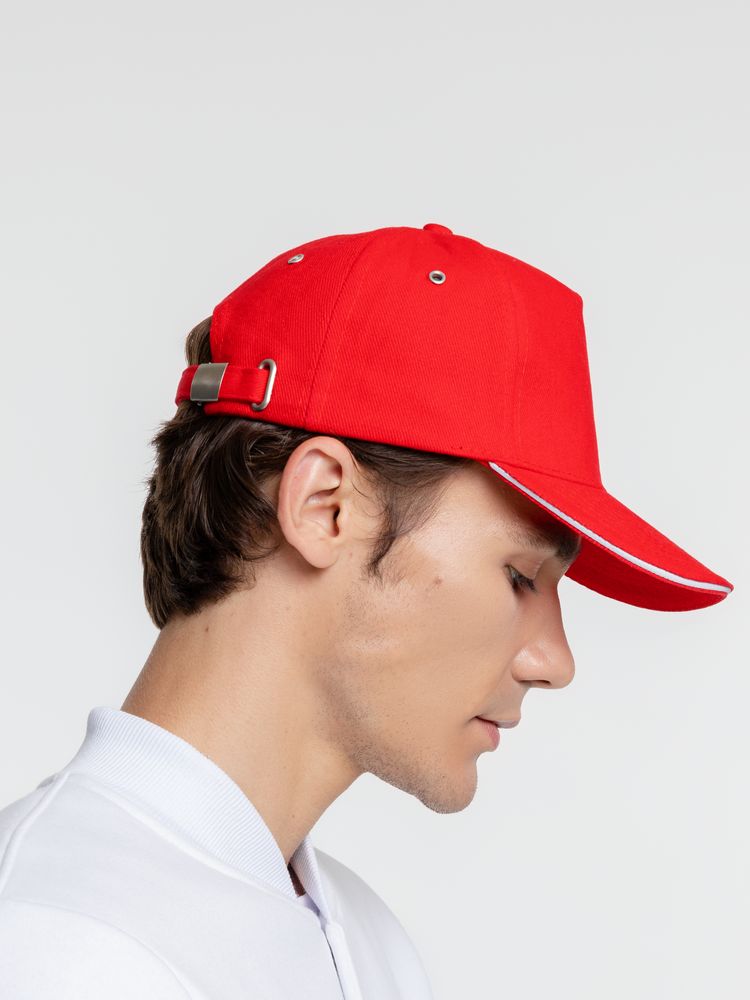 Бейсболка Classic, красная с белым кантом-2
