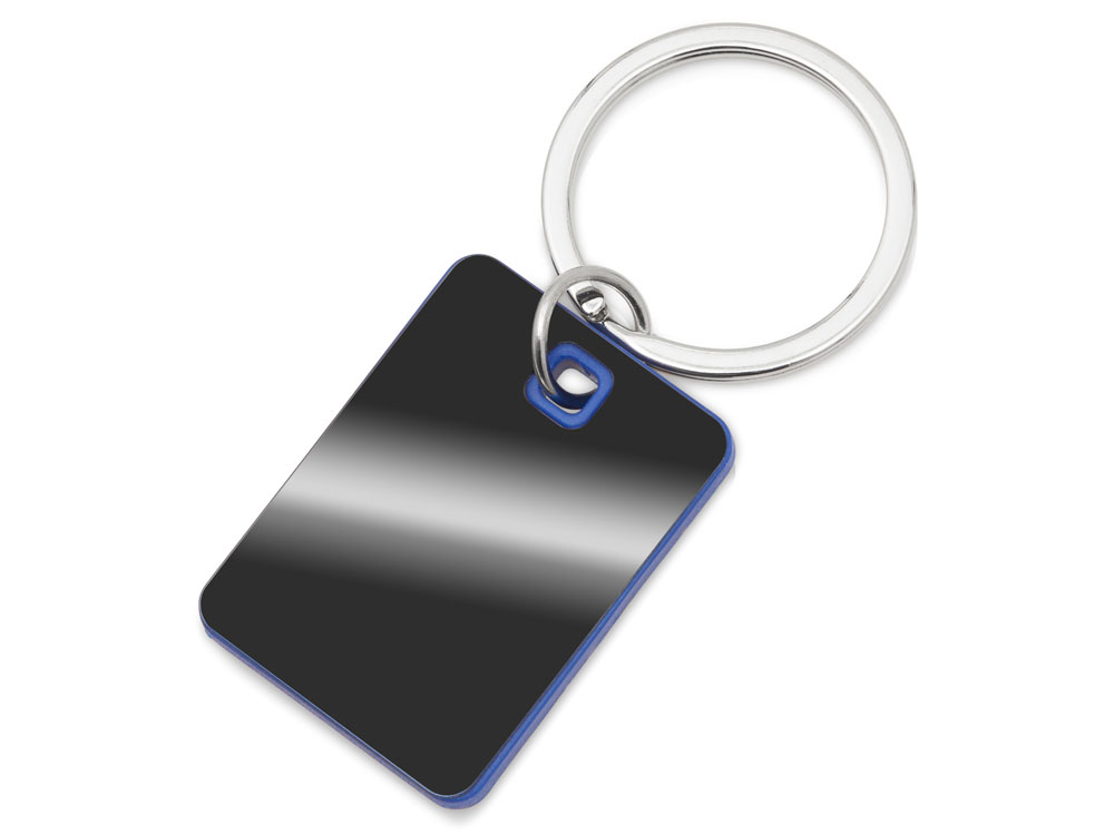 Металлический брелок с пластиковой цветной вставкой SteelPop Rct, серебристый с синим-0