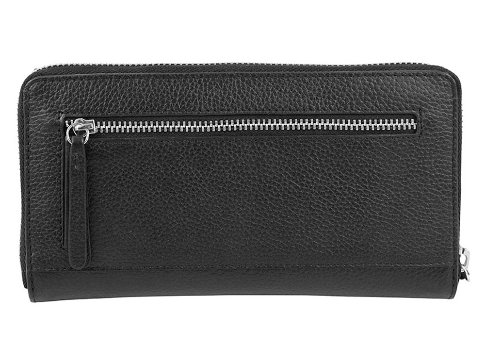 Кошелёк женский BUGATTI Linda, на молнии, чёрный, натуральная воловья кожа, 19,2х2,5х10,5 см-2
