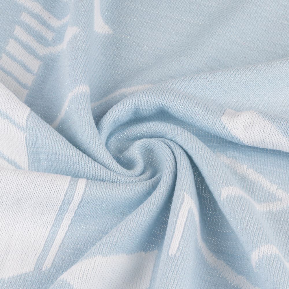 Плед Winterflake, бело-голубой с люрексом-2