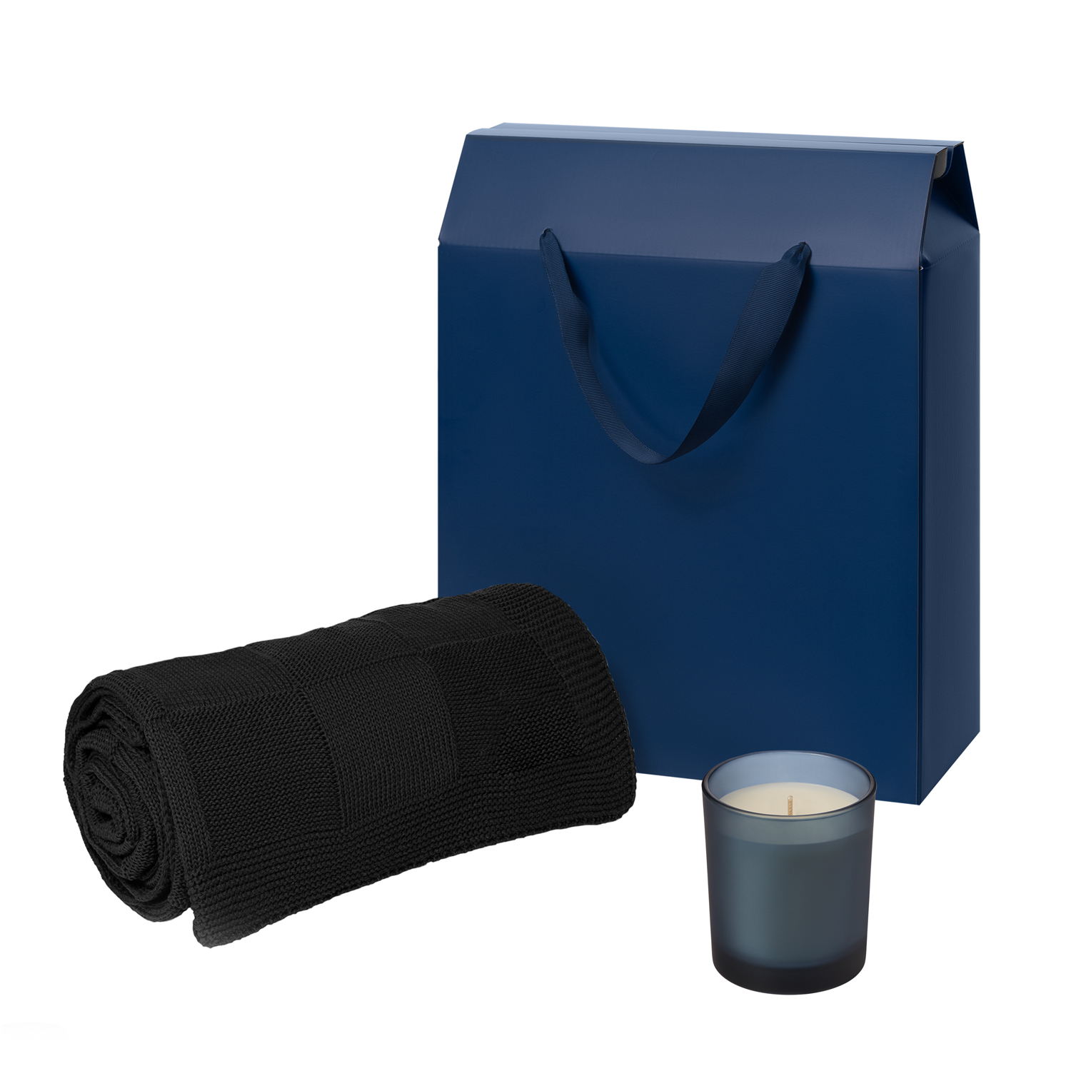 Подарочный набор Энигма (Enigma), Селла (Cella), синий (свеча, плед)-0