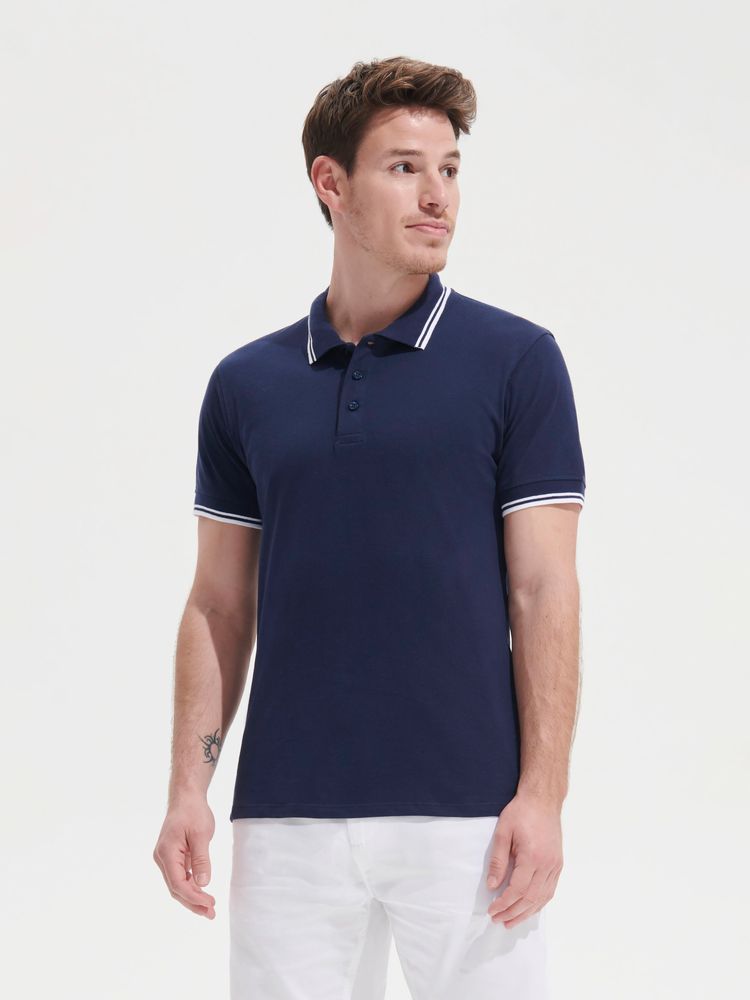 Рубашка поло мужская Pasadena Men 200 с контрастной отделкой, красная с белым-3