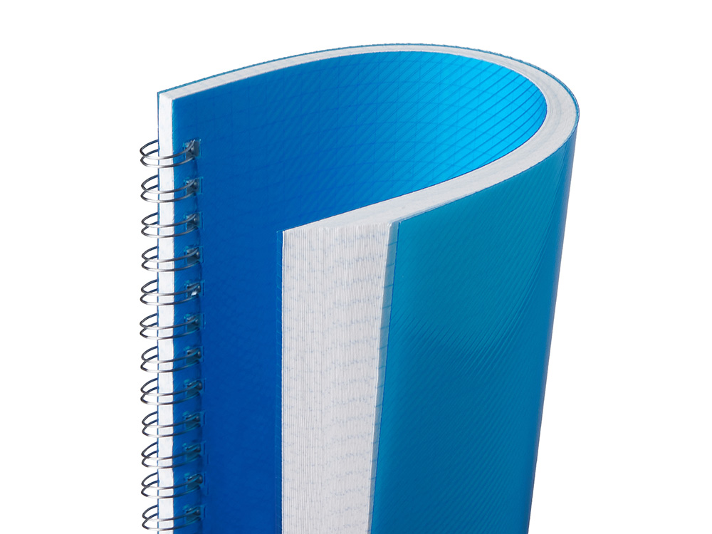 Блокнот на пружине в пластиковой обложке А5, синий-5