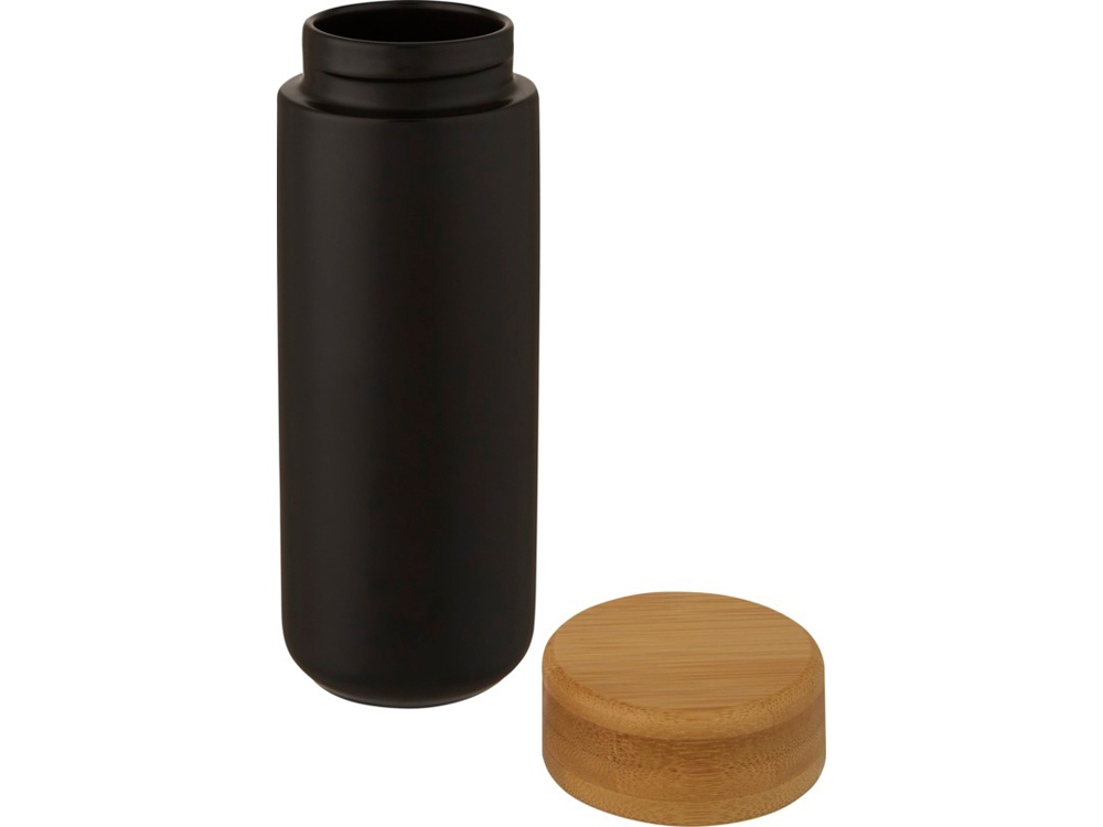 Lumi керамическая кружка объемом 300 мл с бамбуковой крышкой, черный-2