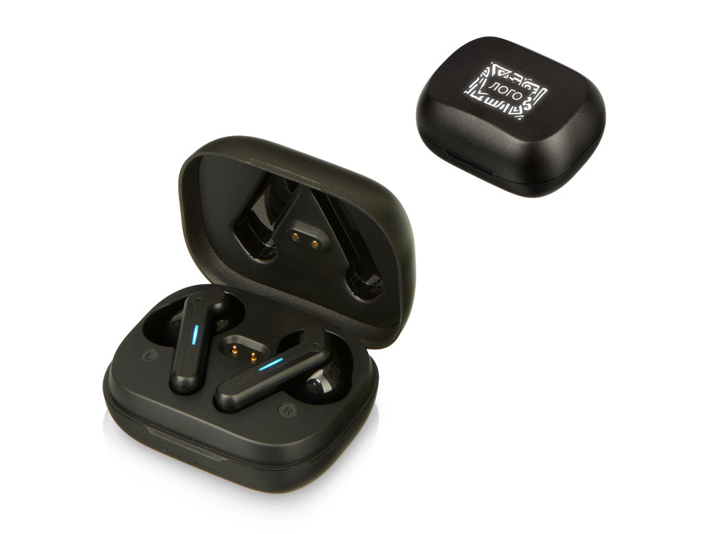 Беспроводные наушники с шумоподавлением c подсветкой лого Lites, черные-0