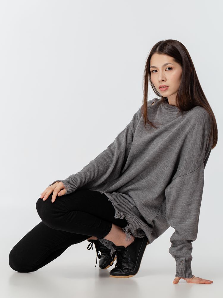 Джемпер оверсайз унисекс Grunge, серый-6