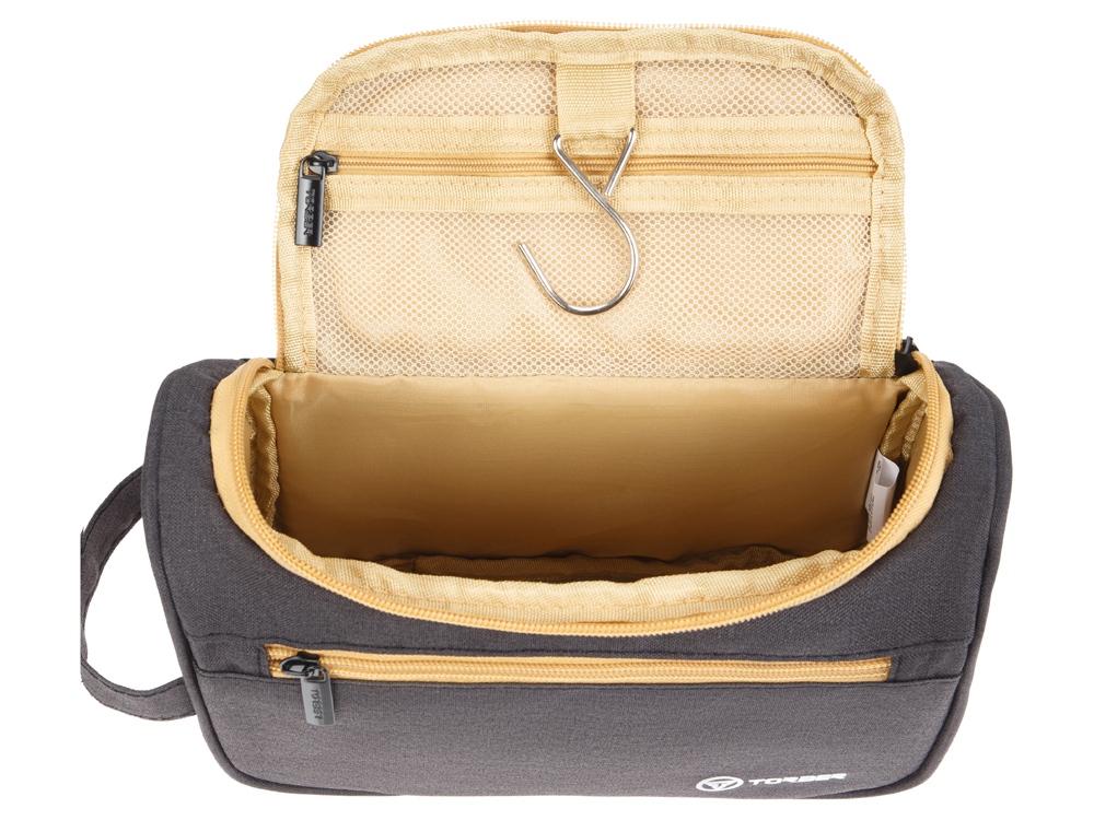 Несессер TORBER, дорожный, чёрный/бежевый, полиэстер 300D, 24 х 16 х 9 см-2