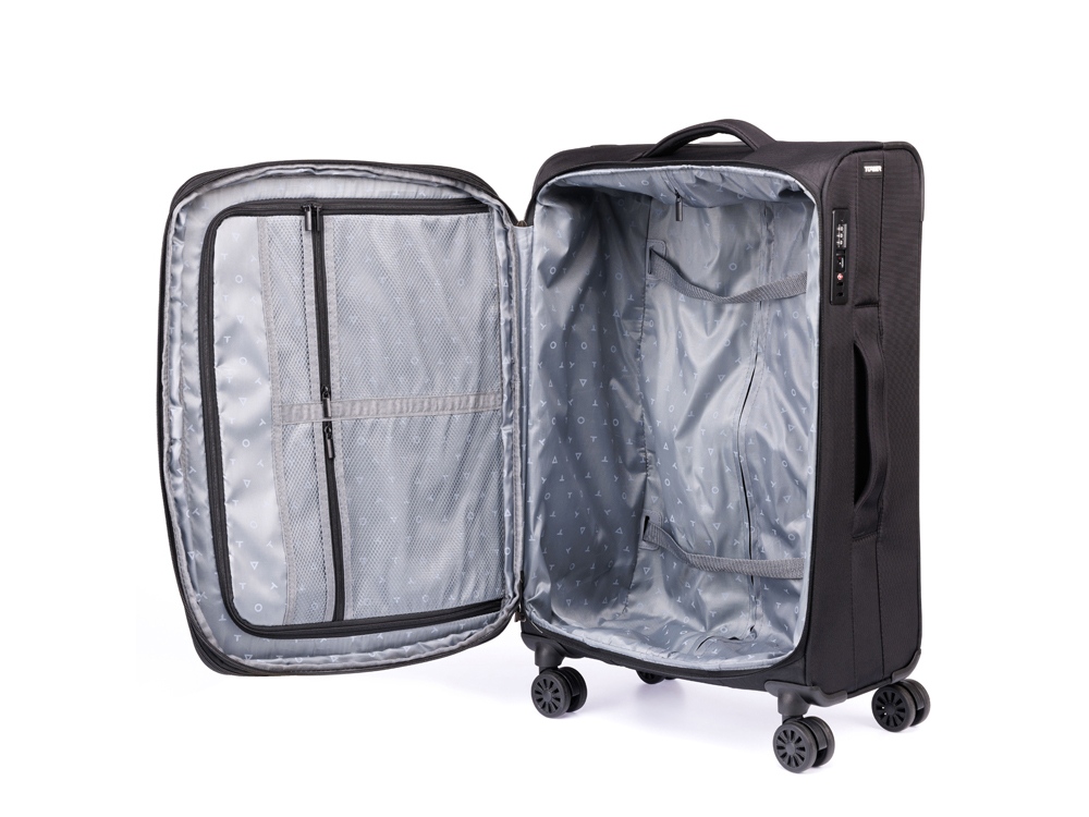 Чемодан TORBER Seyd, чёрный, нейлон 600D, 43,5 х 19 х 68 см, 56 л-3