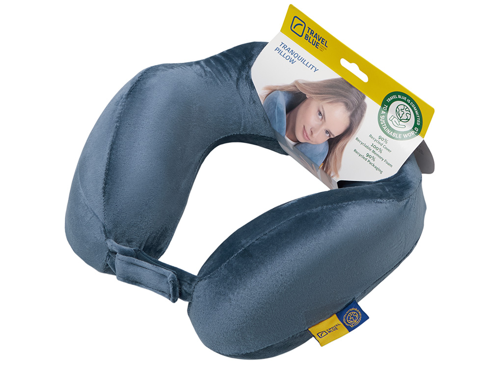 Подушка для путешествий с эффектом памяти Travel Blue Tranquility Pillow, увеличенная (212), цвет синий-4
