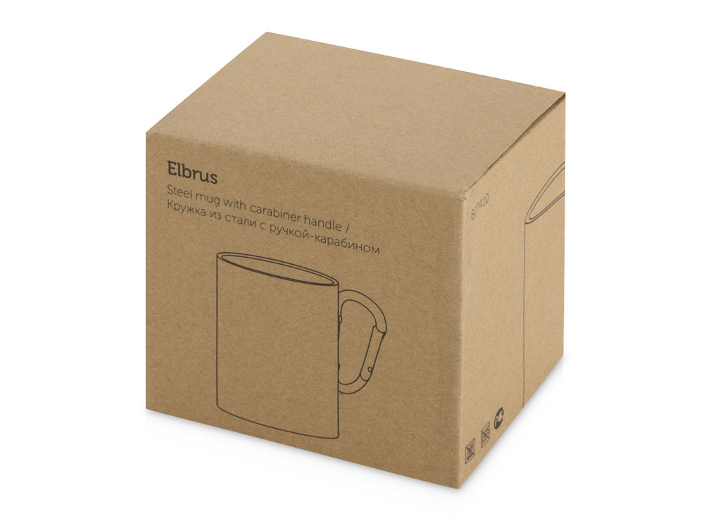 Стальная кружка Elbrus с двойными стенками и ручкой-карабином, 300 мл (глянц), серебристый-4