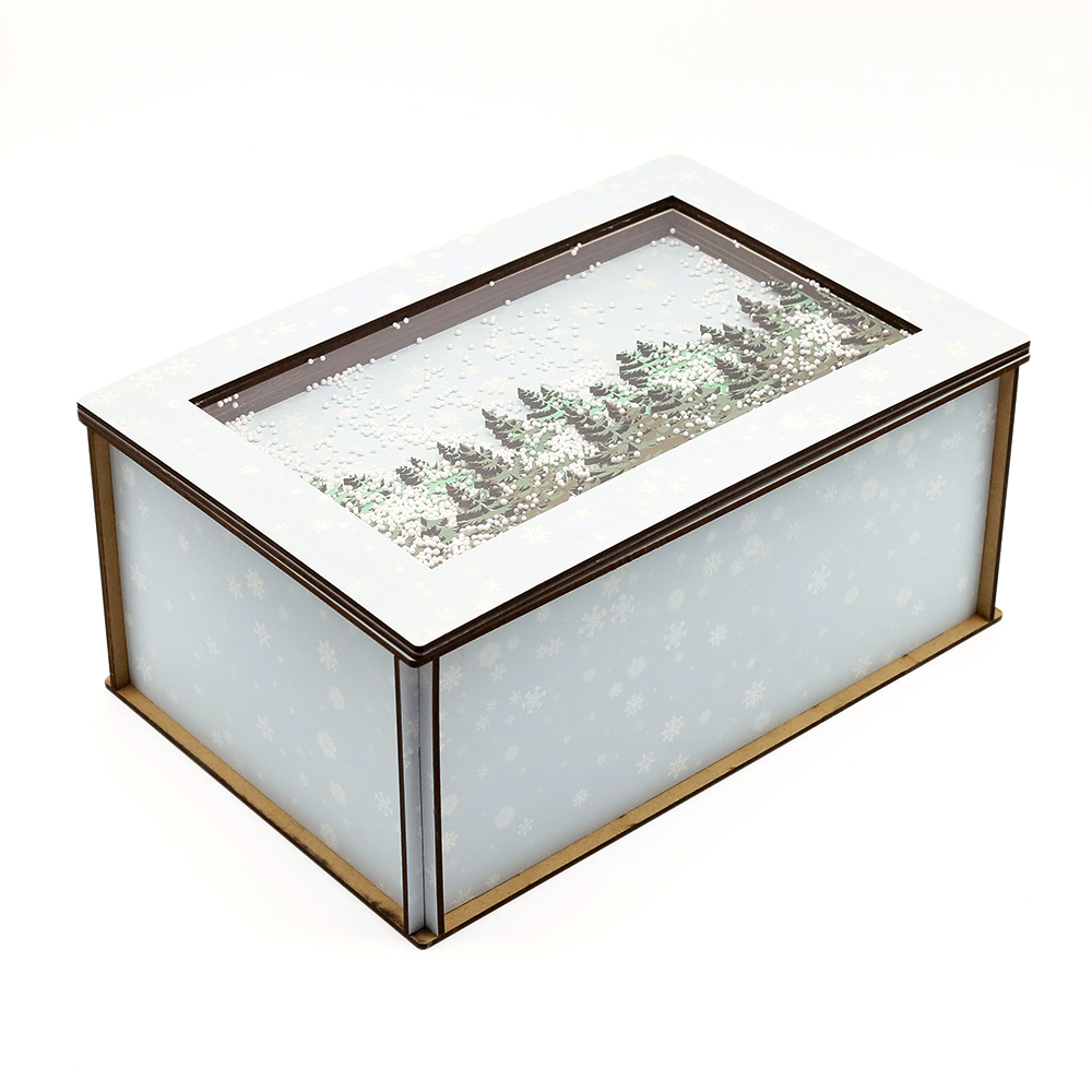 Лес в снегу (прямоугольная, Голубой полуматовый-1