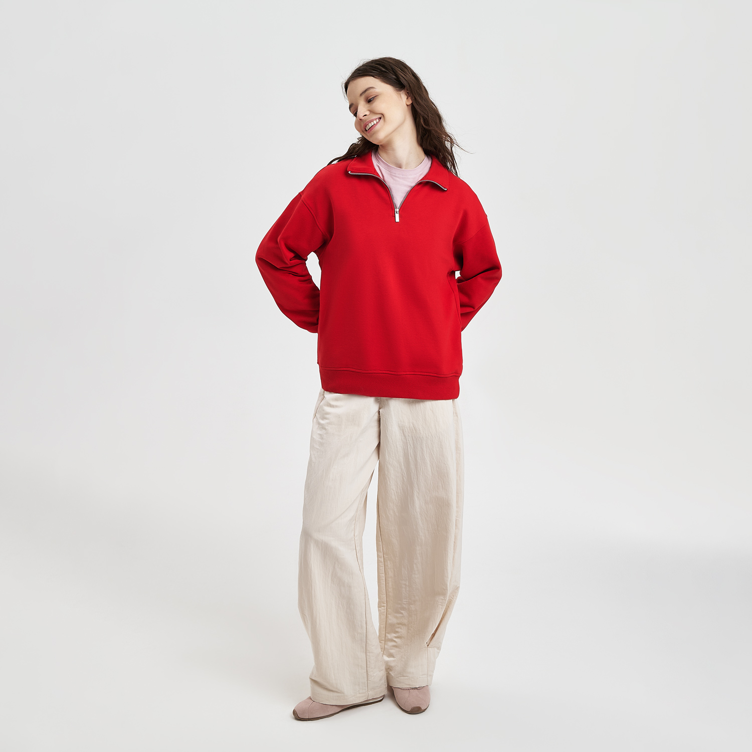 Толстовка на молнии унисекс FLOW, красная-3