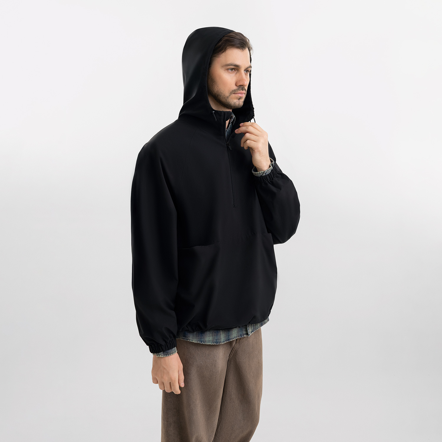 Ветровка (анорак) оверсайз унисекс RISSMAN, черная-5