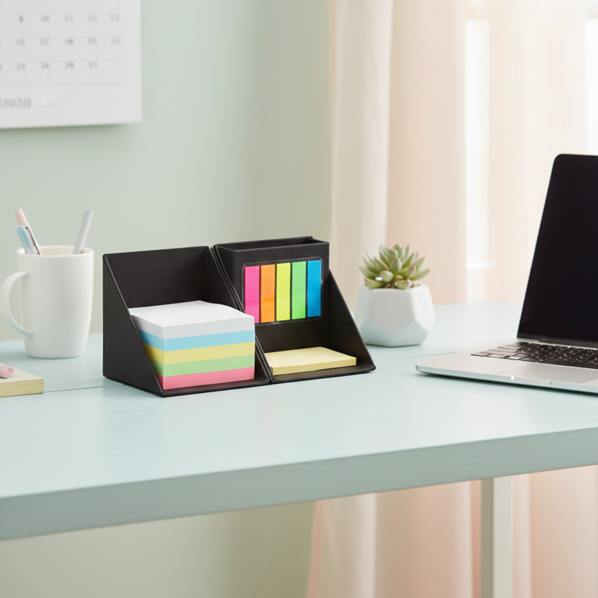Настольный органайзер с бумажными стикерами Nivora, Черный-7