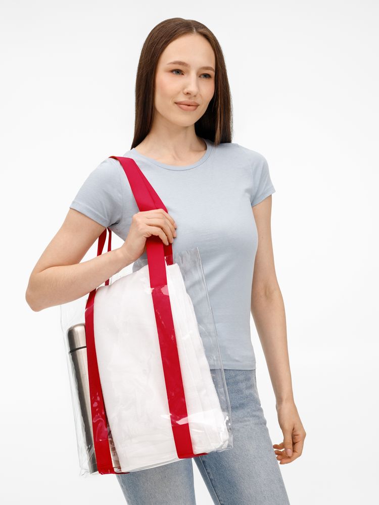 Шопер Clear Fest, ver.2, прозрачный с красными ручками-6