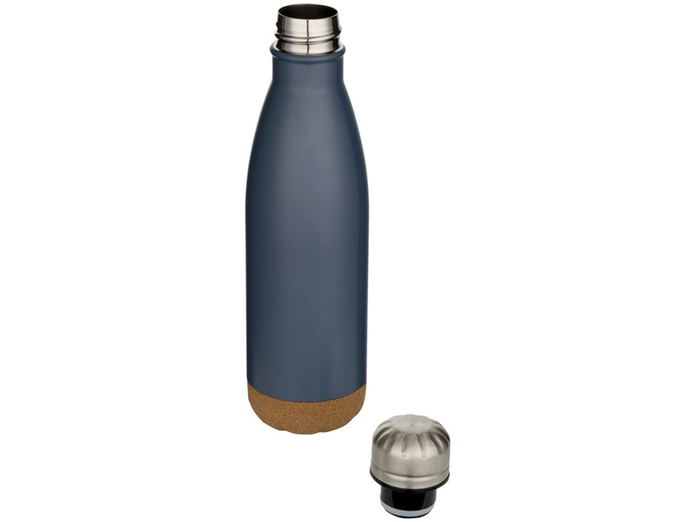 Бутылка для воды Cove из нержавеющей стали с двойными стенками и вакуумной изоляцией, объемом 500 мл, с пробковыми деталями - Hale Blue-2
